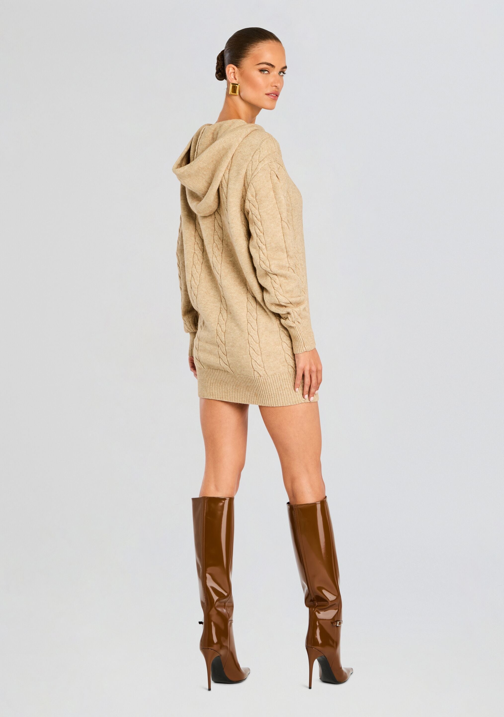 Cab Cable Knit Hoodie Dress