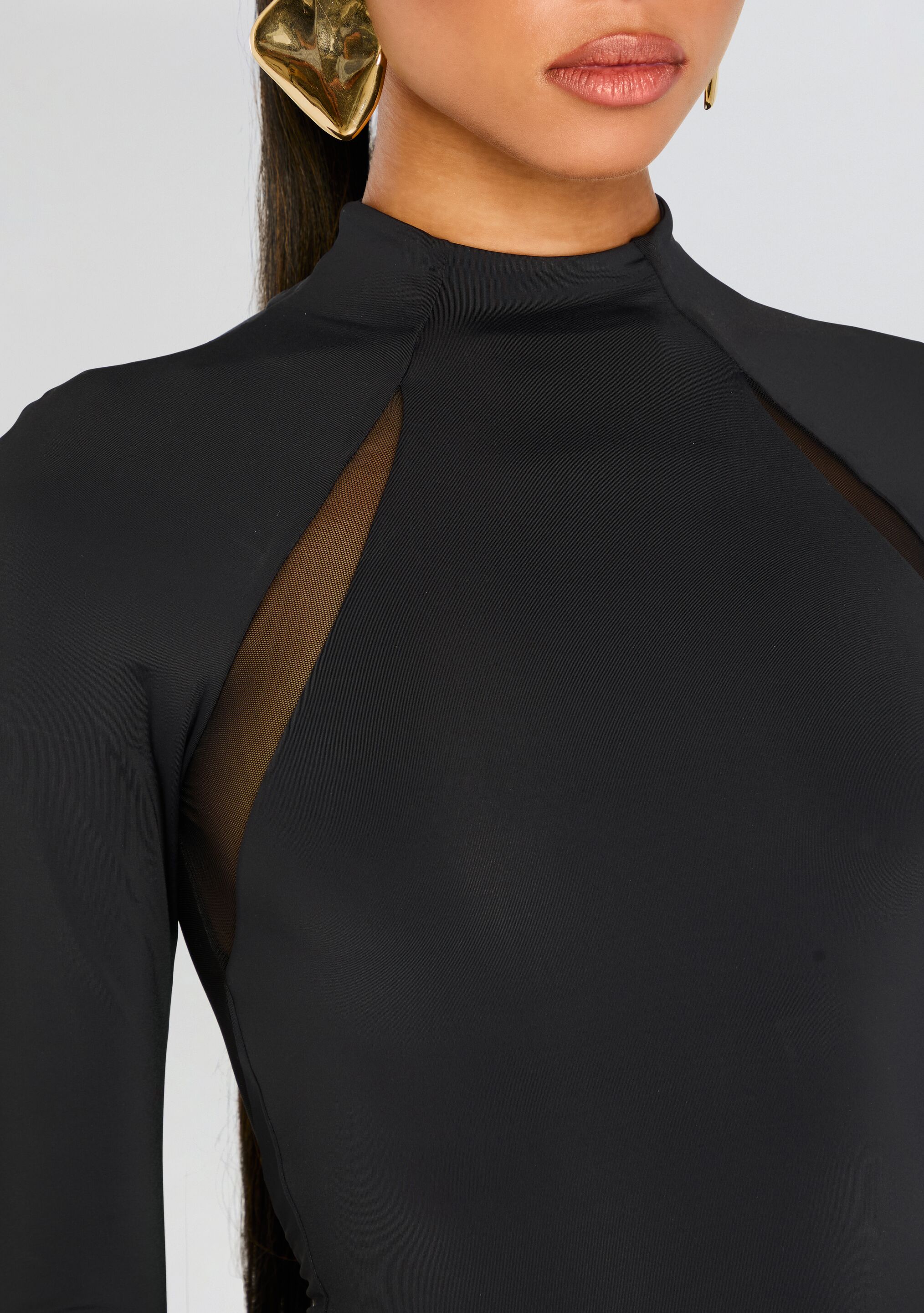 Krystal Maxi Dress with Mesh Paneling