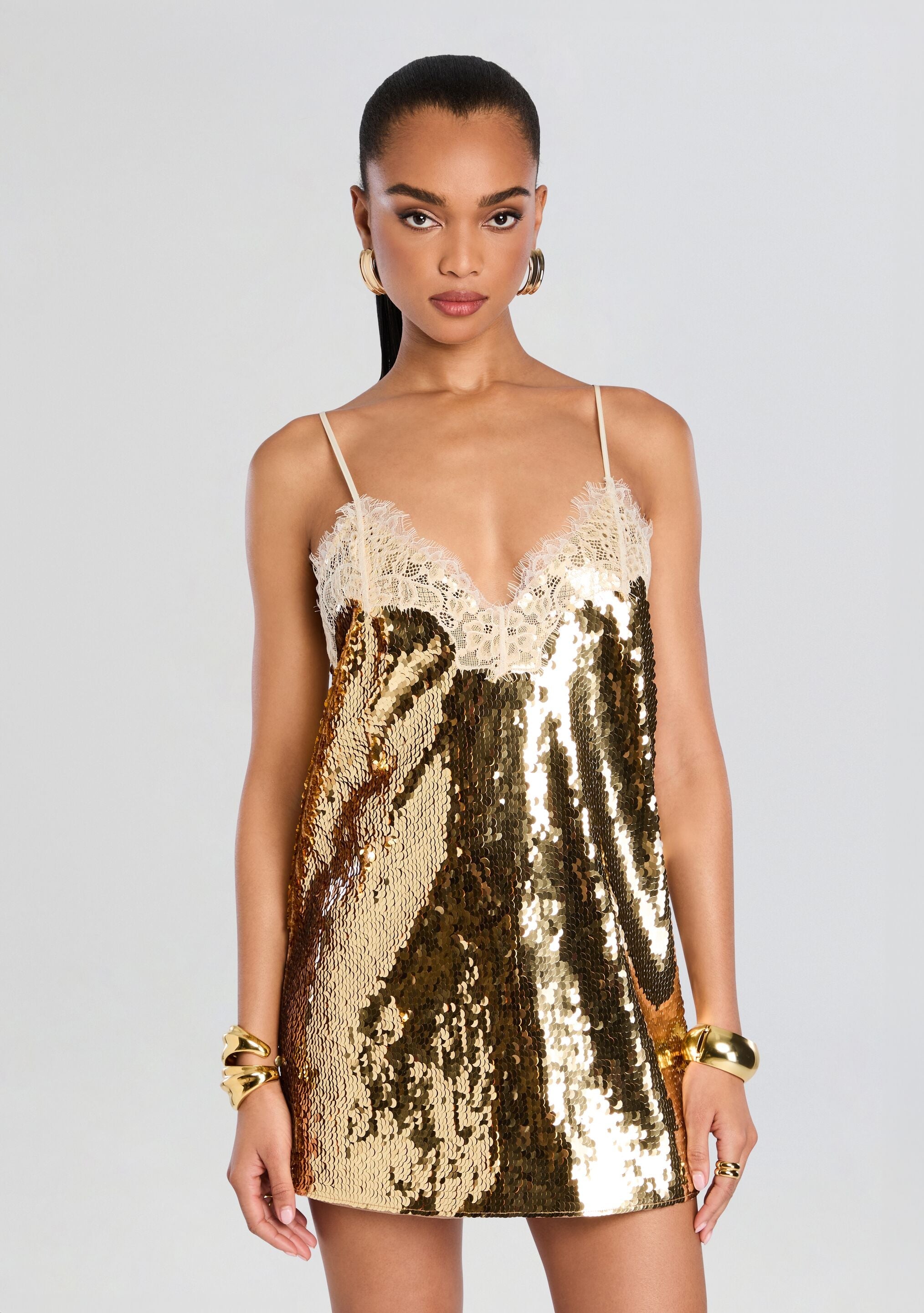 Olive Sequin Lace Dress