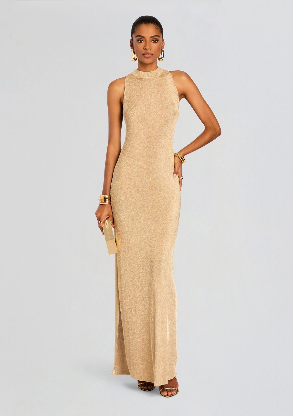 Henne Metallic Knit Maxi Dress