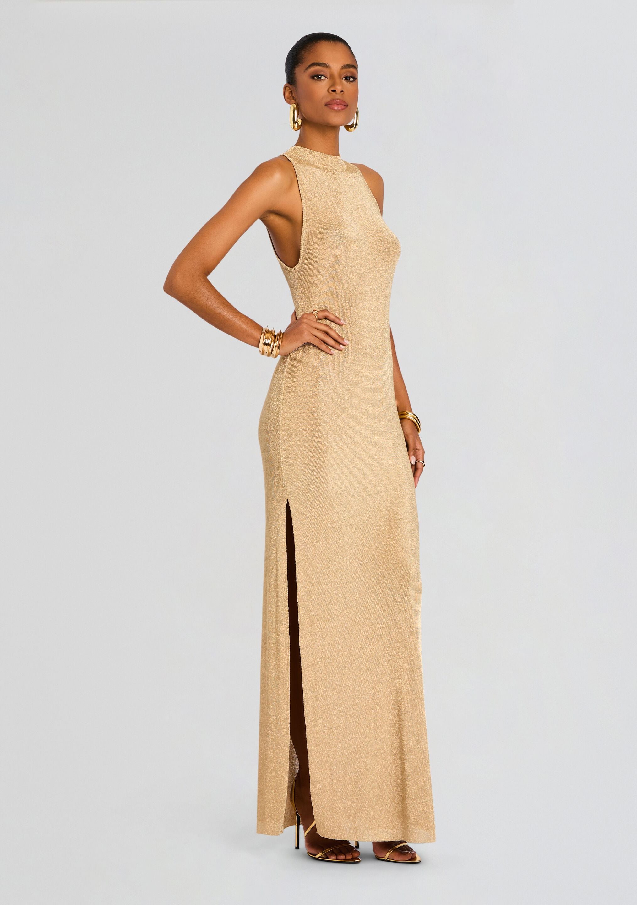 Henne Metallic Knit Maxi Dress